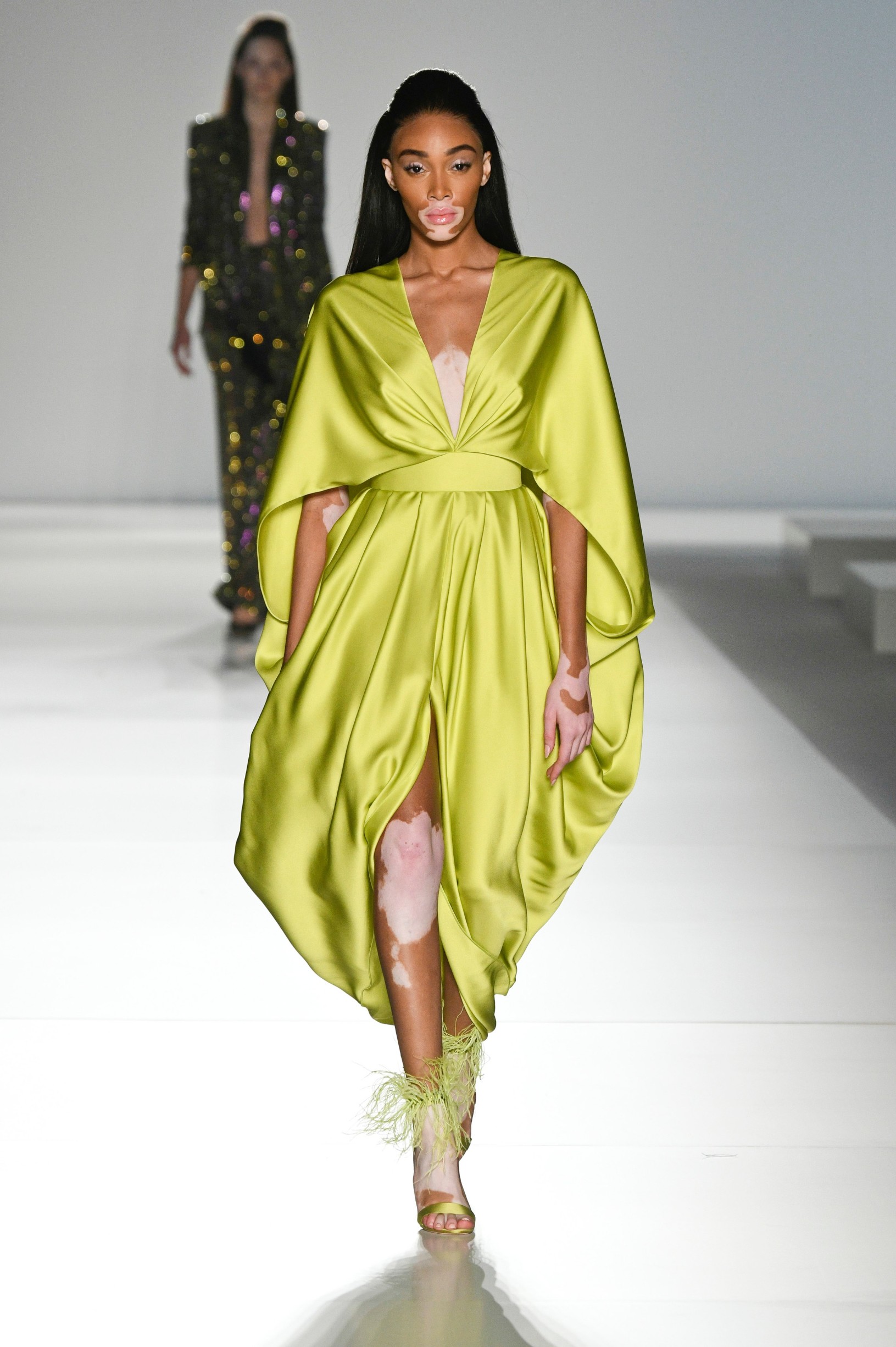 Model Winnie Harlow walks on the runway during the Ralph and Russo Haute Couture fashion show during Haute Couture Spring Summer 2020 in Paris, France on January 20, 2020., Image: 494014003, License: Rights-managed, Restrictions: *** World Rights ***, Model Release: no, Credit line: Jonas Gustavsson / ddp USA / Profimedia